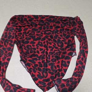 Red and Black Leopard Print Top